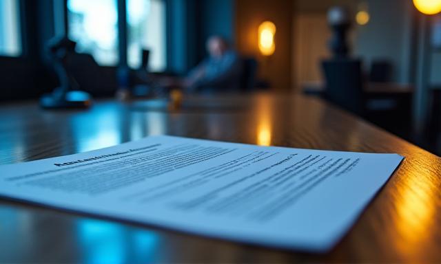 Professioneel contract op een moderne studiodesk